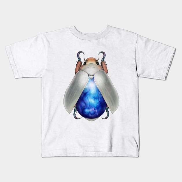 Blue Labradorite Beetle Kids T-Shirt by illucalliart